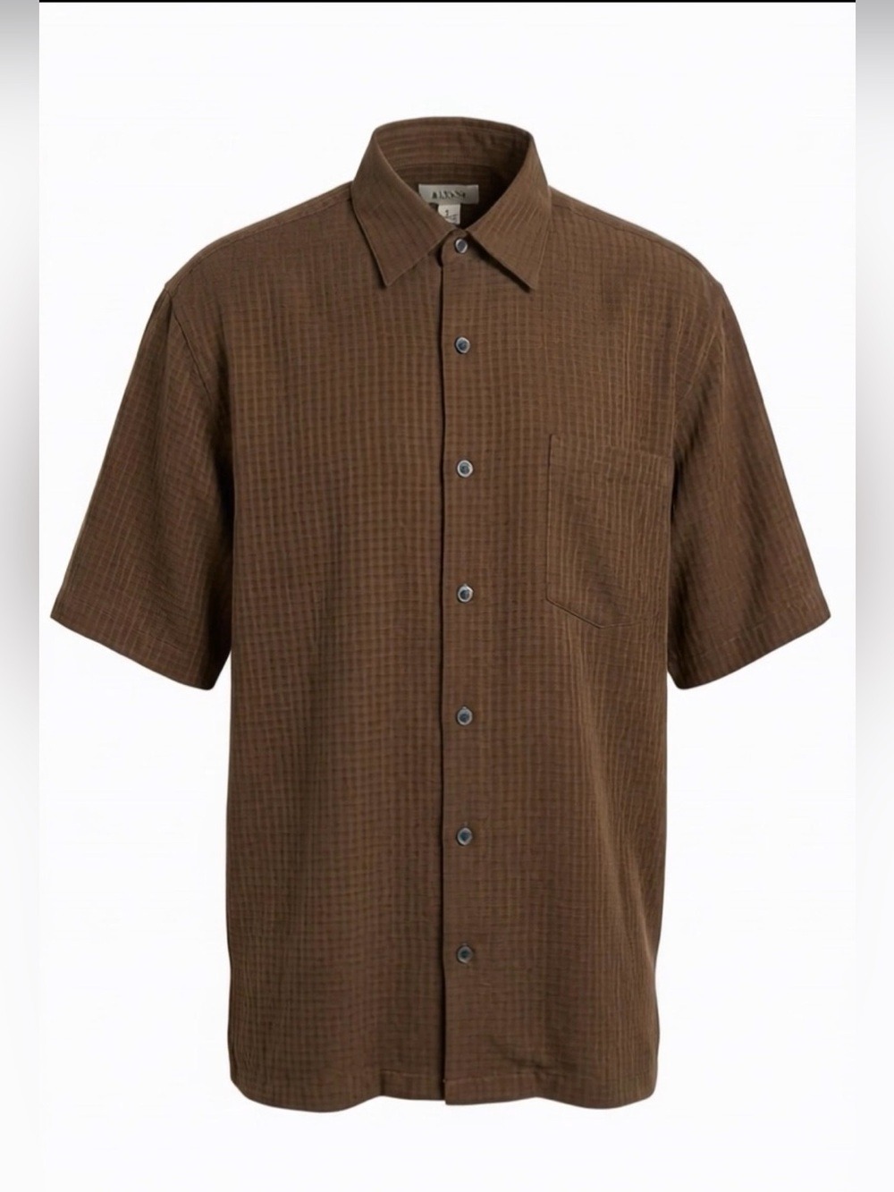 Alfani Men’s XL Brown Textured Short Sleeve Button Down Shirt Like New